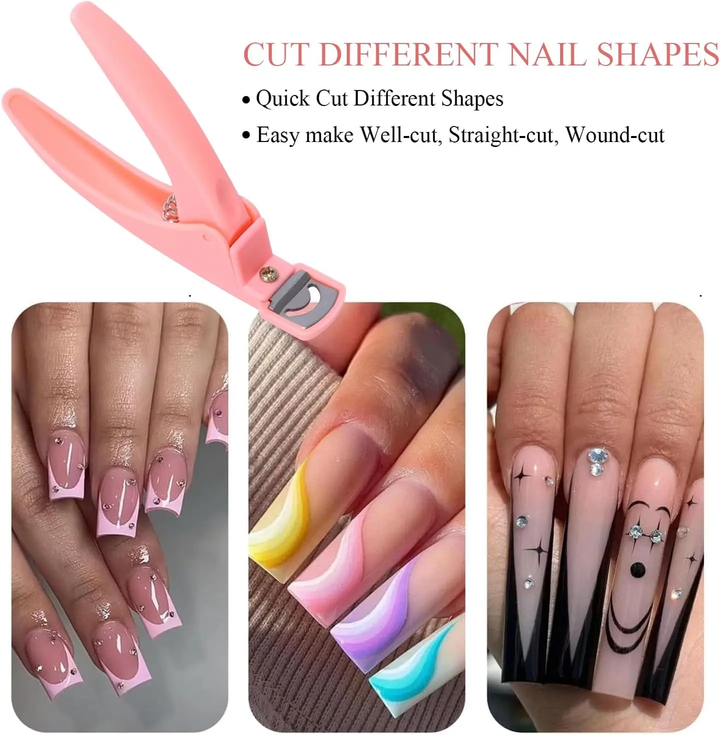 Professional Nail Art Clipper Special Type U Word False Tips Edge Cutters Colorful Guillotine Cut False Nail Knife Nail Tools