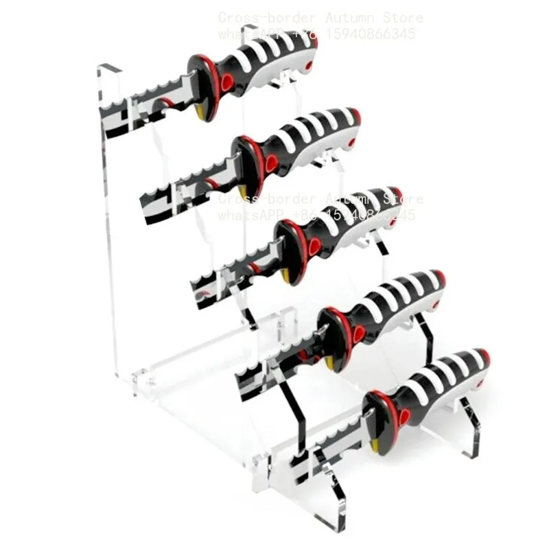 5-Slot Knives Display Stand For Acrylic Transparent Knives Tool Storage Rack Stair Style Display Stand view 4