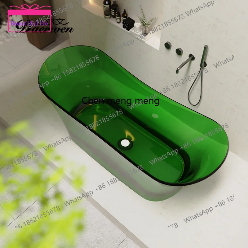 YL Darwin transparent resin color crystal bathtub oval freestanding one-piece double bathtub bubble pool
