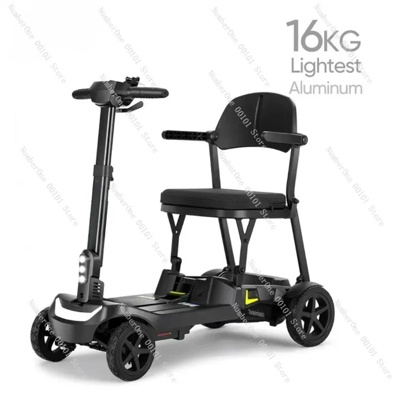 Smart Foldable 4 Wheel Mobility Scooter, Electric Travel Scooter for Elderly Adults, Lightweight Portable Power Vehicle