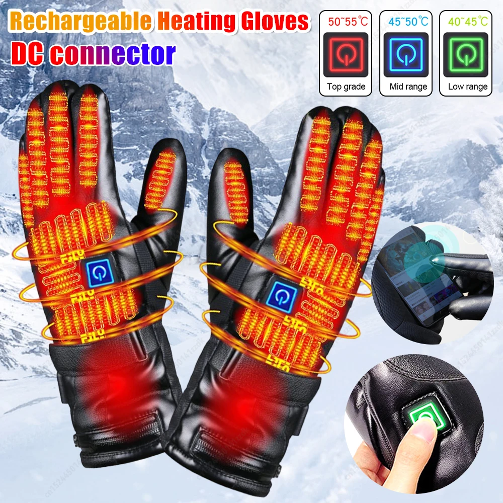 Winter Gloves Rechargeable Heating Gloves Outdoor Riding Skiing Motorcycling Gloves Thermal Touchscreen Gloves  Battery Powered