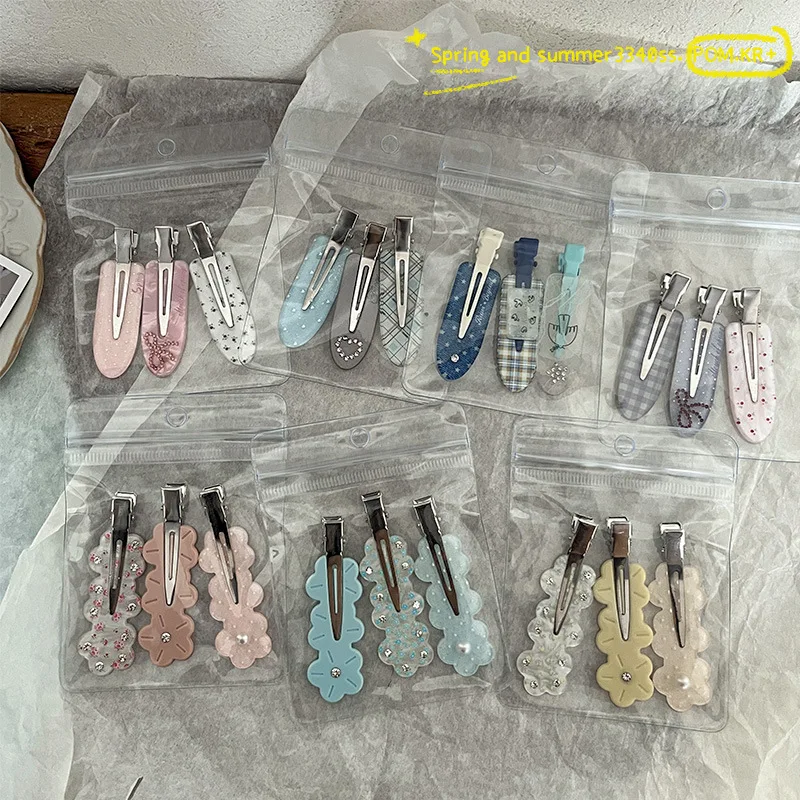 3pcs/set Cute Floral Seamless Hair Clips for Women High-End Delicate Side Bangs Fringe Clip Versatile Ponytail Hairpins Headwear