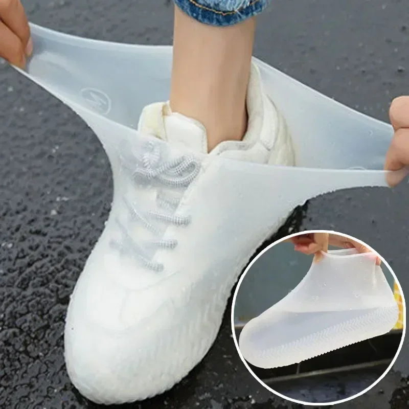 Wasserdichter, rutschfester Silikonschuh, hochelastisch, verschleißfest, Unisex-Regenstiefel für regnerische Tage im Freien, wiederverwendbarer Schuhüberzug – Detail 1