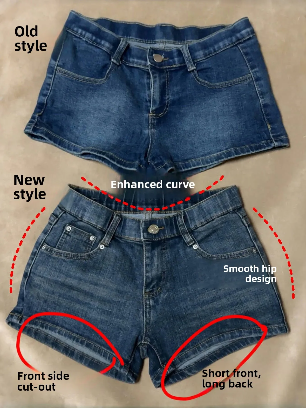 

Low Waist Slimming High Elastici Blue Denim orts with Hip Padding Vintage Sle Casual Fit Summer Season Women's orts