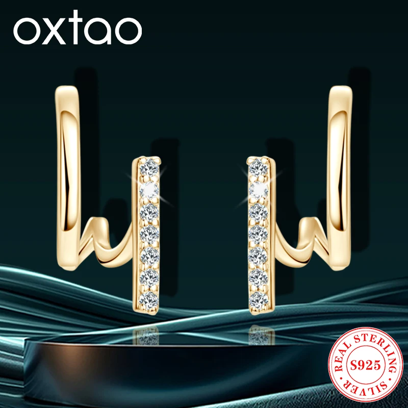 

OXTAO открытые серьги-кольца женские минималистичные серьги из стерлингового серебра 925 пробы с муассанитом для пирсинга 18 К позолоченные свадебные украшения подарок