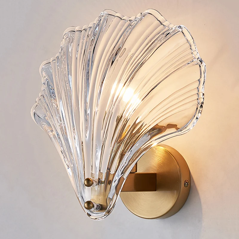 

Modern Crystal Shell Shape Wall Lamp For Bedroom Study Living Room Bedsides Led Home Lighting Fixtures