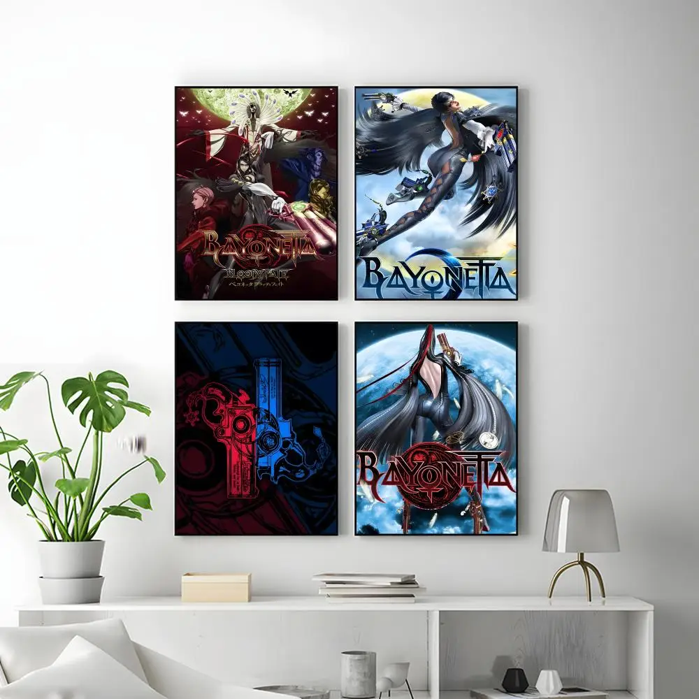 B-Bayonetta Game Poster HD Versatile Waterproof Wall Decor Self Adhesive Perfect for Any Room & Ideal Gift