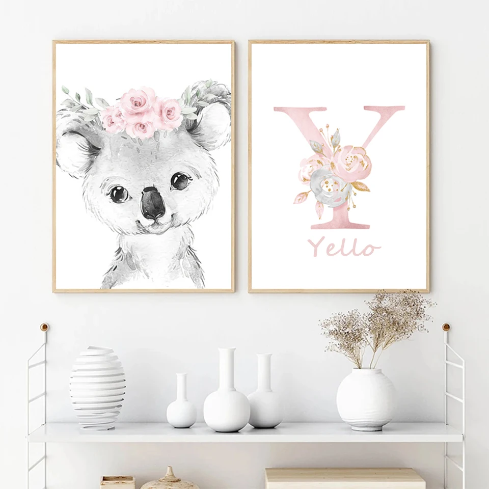 Pintura de diamantes 5D con nombre personalizado para niños, decoración personalizada de animales bonitos para habitación de niña y dormitorio,