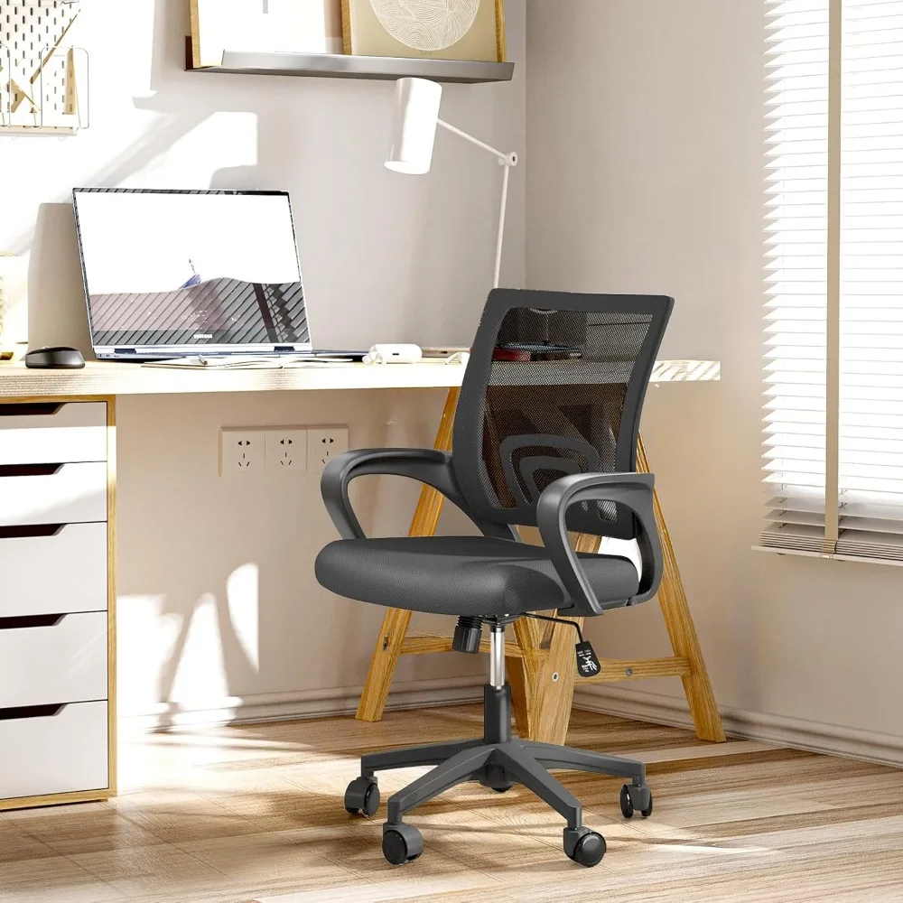 طقم كراسي مكتب شبكية مريحة مكونة من قطعتين مع دعم قطني، ارتفاع قابل للتعديل، عجلات دوارة للاستخدام المنزلي والمكتبي #2