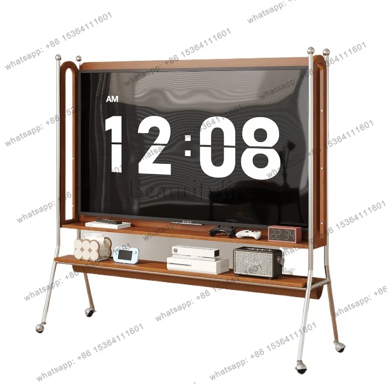 

French retro removable TV stand, TV cabinet simple medieval living room solid wood small apartment