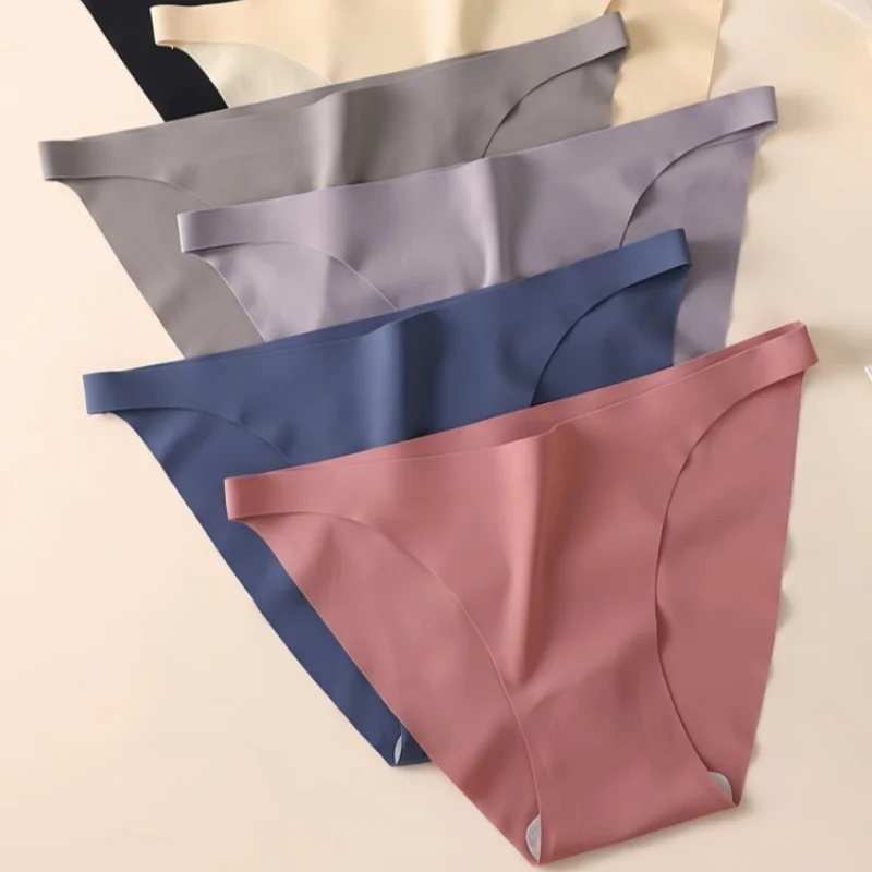 7 sztuk/zestaw bezszwowe figi lodowy jedwab majtki seksowna bielizna damska niski wzrost kalesony kobiece jednokolorowe ultra-cienka bielizna