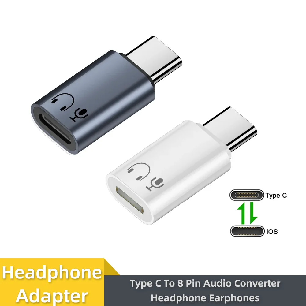 USB C To 8 Pin Adapter Type C To ios Audio Converter Headphone Earphones Converter for iPhone 15/16 iPad MacBook Type C Phone