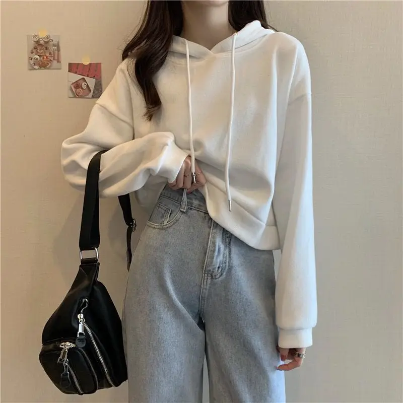 Bluzy z kapturem Y2K Odzież damska Odporna na zużycie Wygodna Zabawna Styl uliczny Neutralny styl Detale Beżowe trendy Ootd Zima Nowość