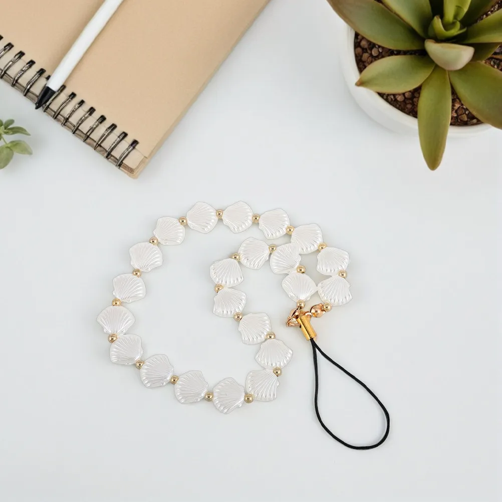 3pcs Shell Phone Chain Beaded Keychain Cell Bag Pendant Fashion Plastic Necklace Decor PHONE CHAIN Strap Star Lanyard Charm