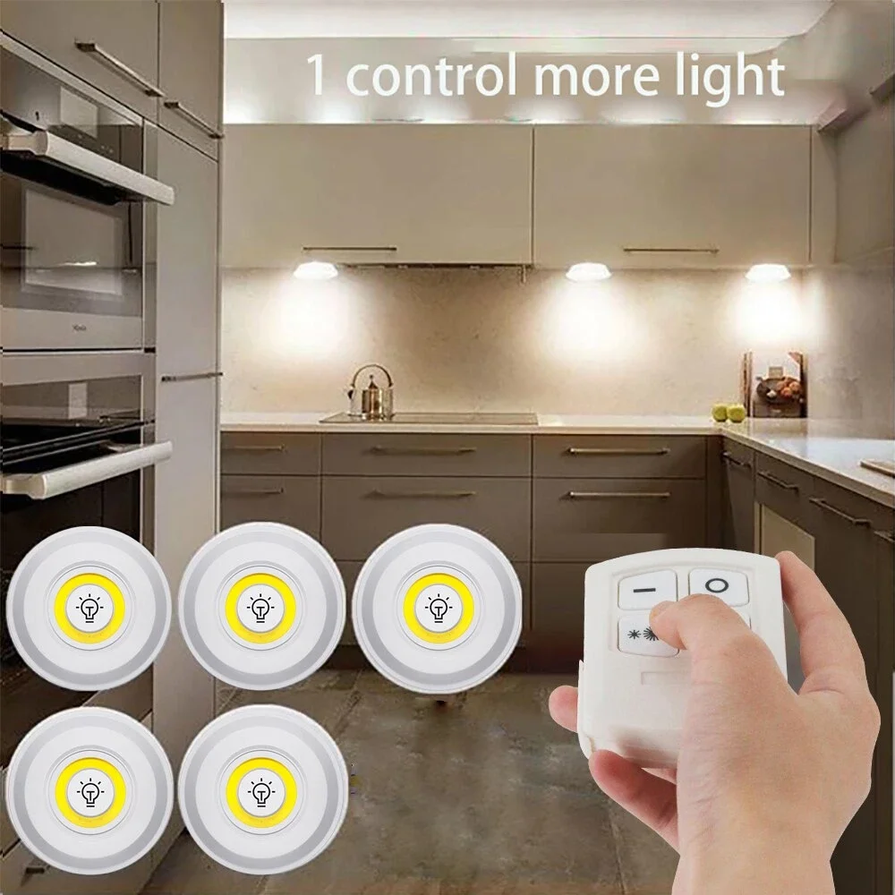 

3W Dimmable COB Under Cabinet Light LED Night Light Closet Light Push Button Stair Light Kitchen Bathroom Light Remote Switch