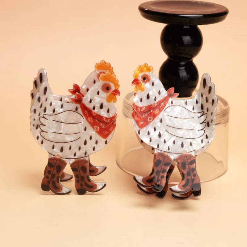 Cute Animal Hen Hair Claw Clip, Funny Chicken In Boots Hair Clip, Creative Decorative Headwear Hair Accessory For Girls Women