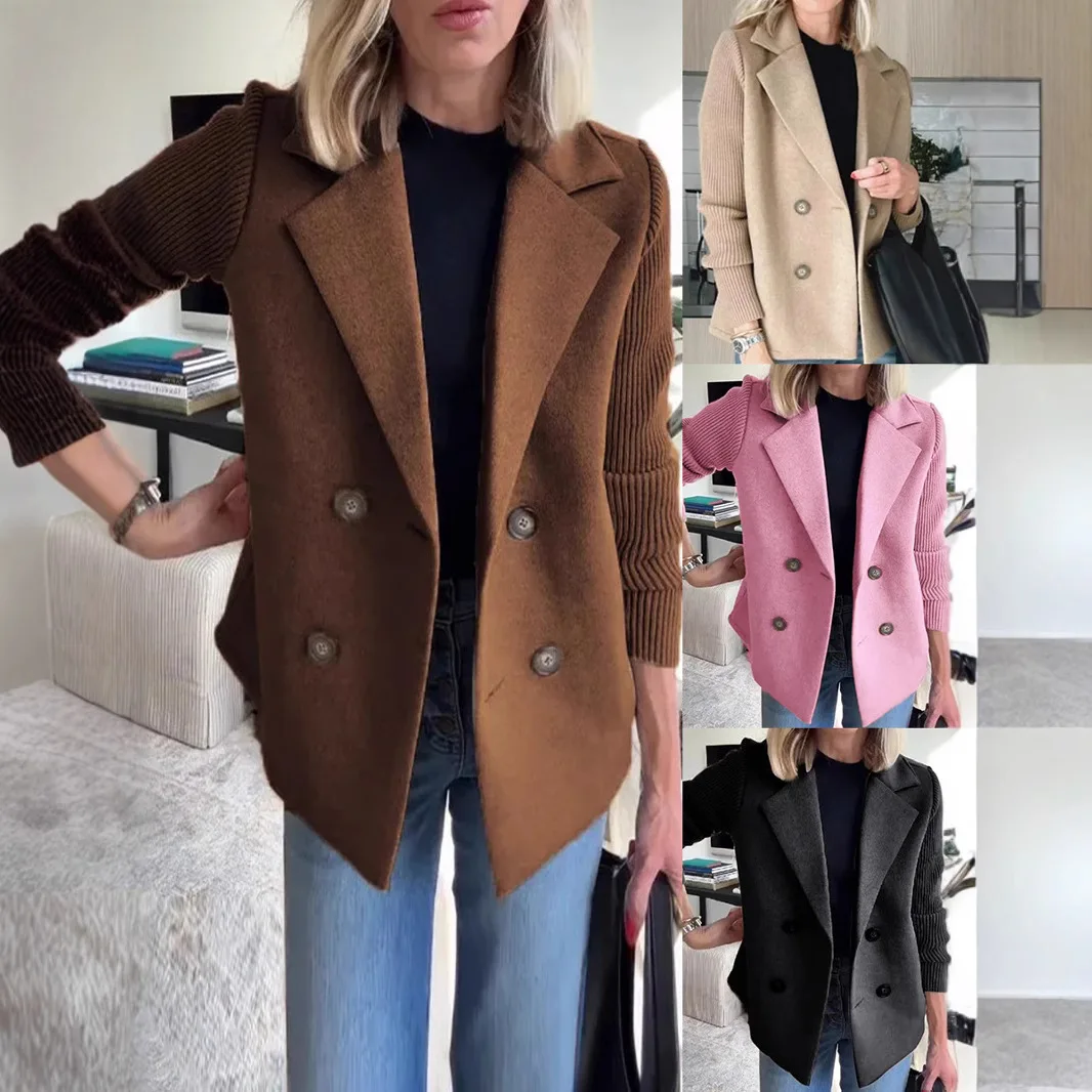 

Женская повседневная шерстяная куртка с воротником, топ, весенний европейско-американский стиль, независимая станция, мода