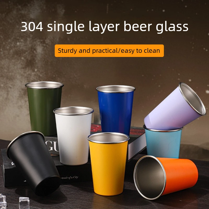 304 stainless steel coffee cup large capacity juice cup anti drop beer cup outdoor camping cup cold drink cup