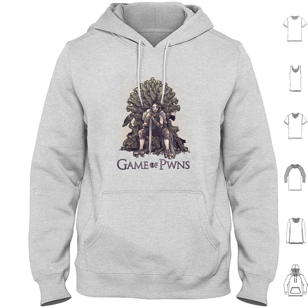 Game Of Pwns Hoodie cotton Long Sleeve Roller Derby Sword Iron Throne Roller Skates