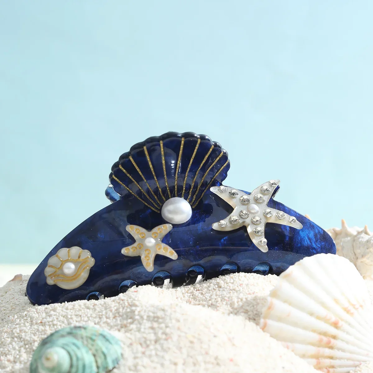 Muweordy Summer Ocean Series Starfish Shell Hair Claw Light Luxury Acrylic Claw Clip Hair Clip for Women Girls Hair Accessories