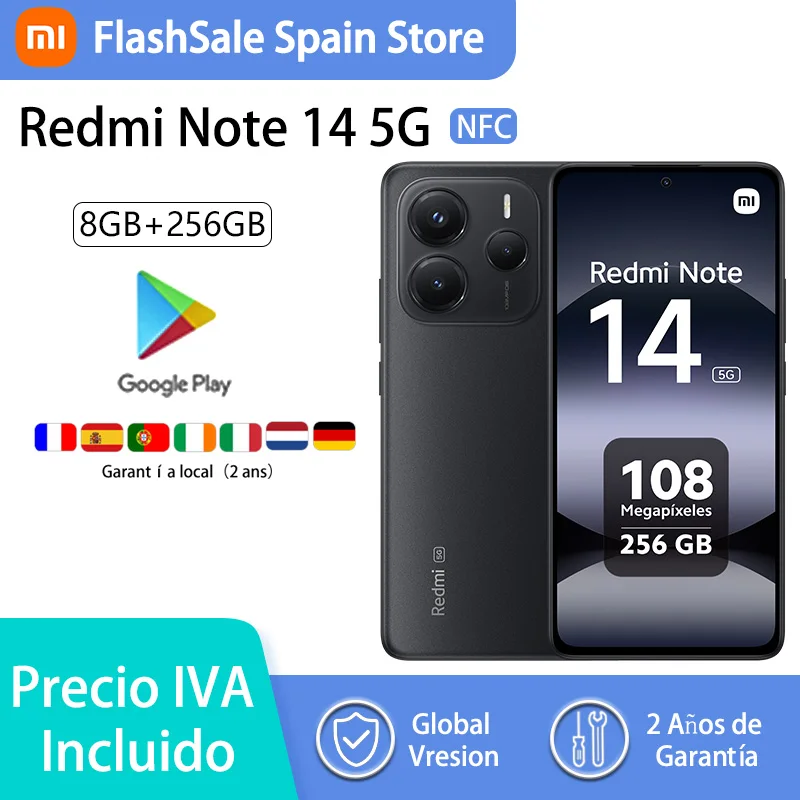 [World Premiere] Xiaomi Redmi Note 14 5G Global Version NFC Smartphone MTK Dimensity 7025-Ultra 108MP Camera 45W Turbo Charging