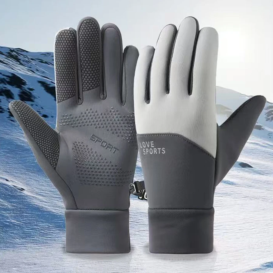 

Противоскользящие зимние велосипедные перчатки, защитная пленка для сенсорного экрана на весь палец, теплые перчатки, противоскользящие светоотражающие перчатки