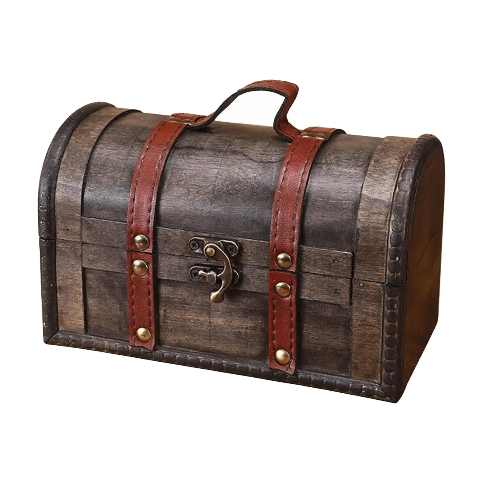 Hinged Wood Storage Chest with Lock and Decorative Edge for Jewelry Keepsakes and Gifts