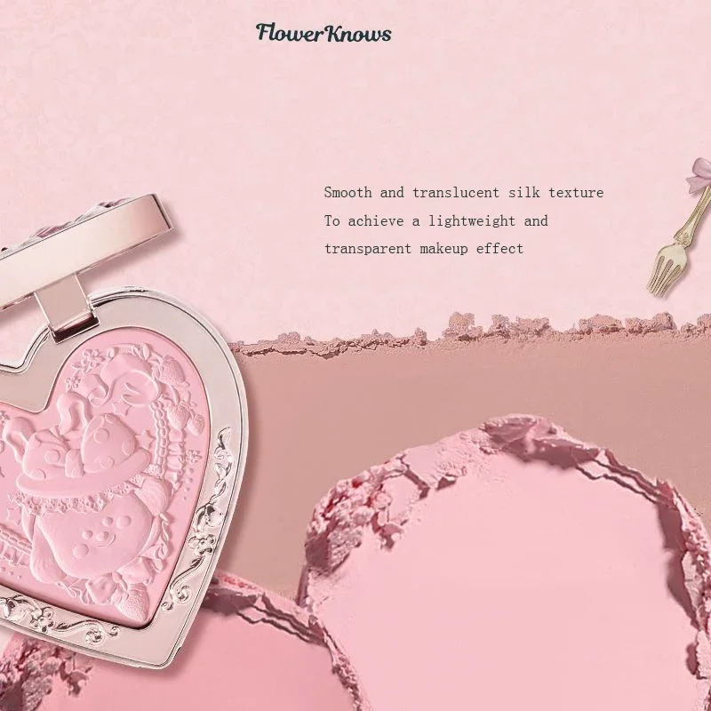 Flower Knows-Blush de veludo para maquiagem, maquiagem fofa, pó sem crueldade, rosto de forma, acabamento fosco, coleção