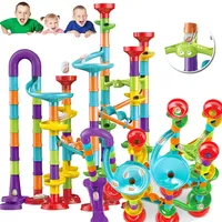 50/197Pcs Children Diy Game Marble Run Race Track Building Blocks Toys 3D Maze Ball Rolling Marbles Running Track Coaster Gift