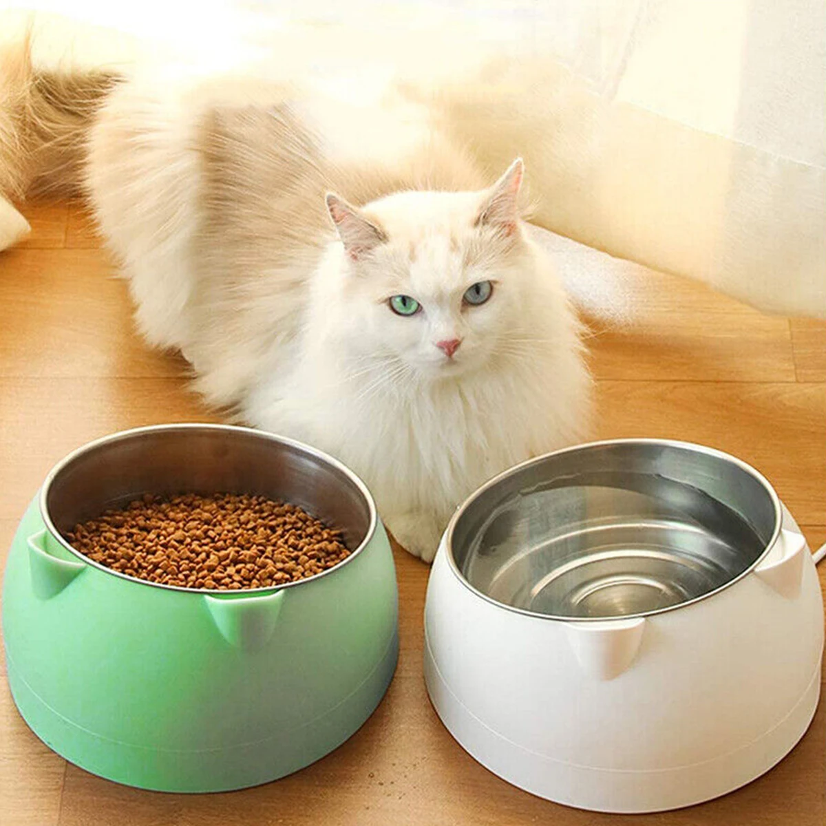 

15-degree golden inclined plane Pet Food Feeder Stainless Steel Pet Drinking Dish Feeder Puppy Feeding Supplies Dog Accessories