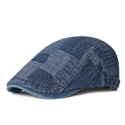 Brand Oohmy Beret Denim Newsboy Hats Adjustable Ivy Flat Cap Gatsby Cabbie Driving Hat for Men Women Vintage Kpop Irish Berets