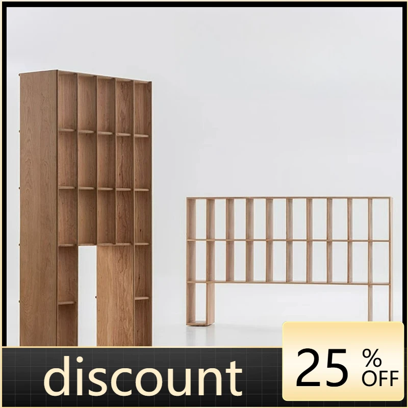 LTT solid wood shelf floor-to-ceiling multi-layer grid student office simple Nordic transparent bookshelf