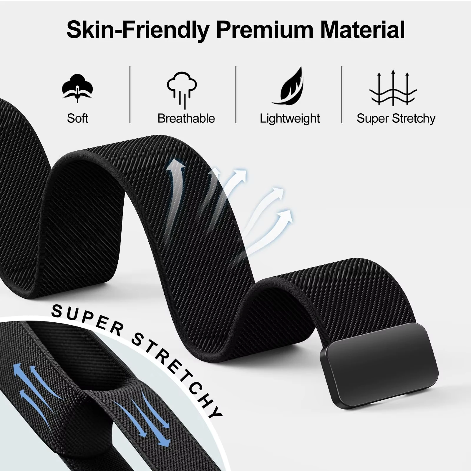 Magnetisches Nylon-Schlaufenarmband für Google Fitbit Air Smartwatch-Zubehör, atmungsaktives Sportarmband, Fitbit Air Armband. – Detail 5