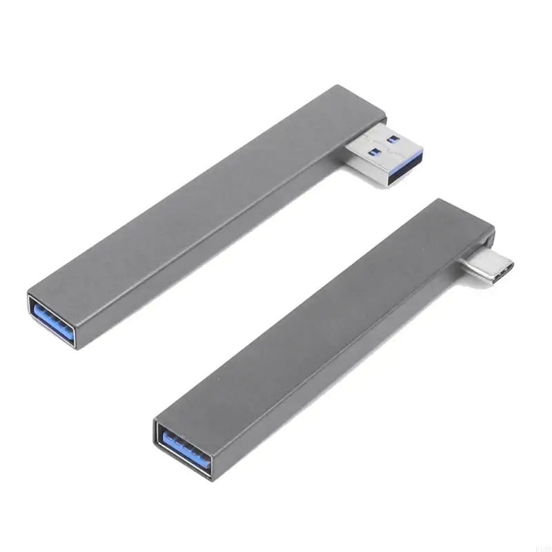 공간 절약 직각 알루미늄 USB 허브 4 포트 USB3.0 유형 C 고속 데이터 전송 금속 구조 플러그 앤 플레이 F19E