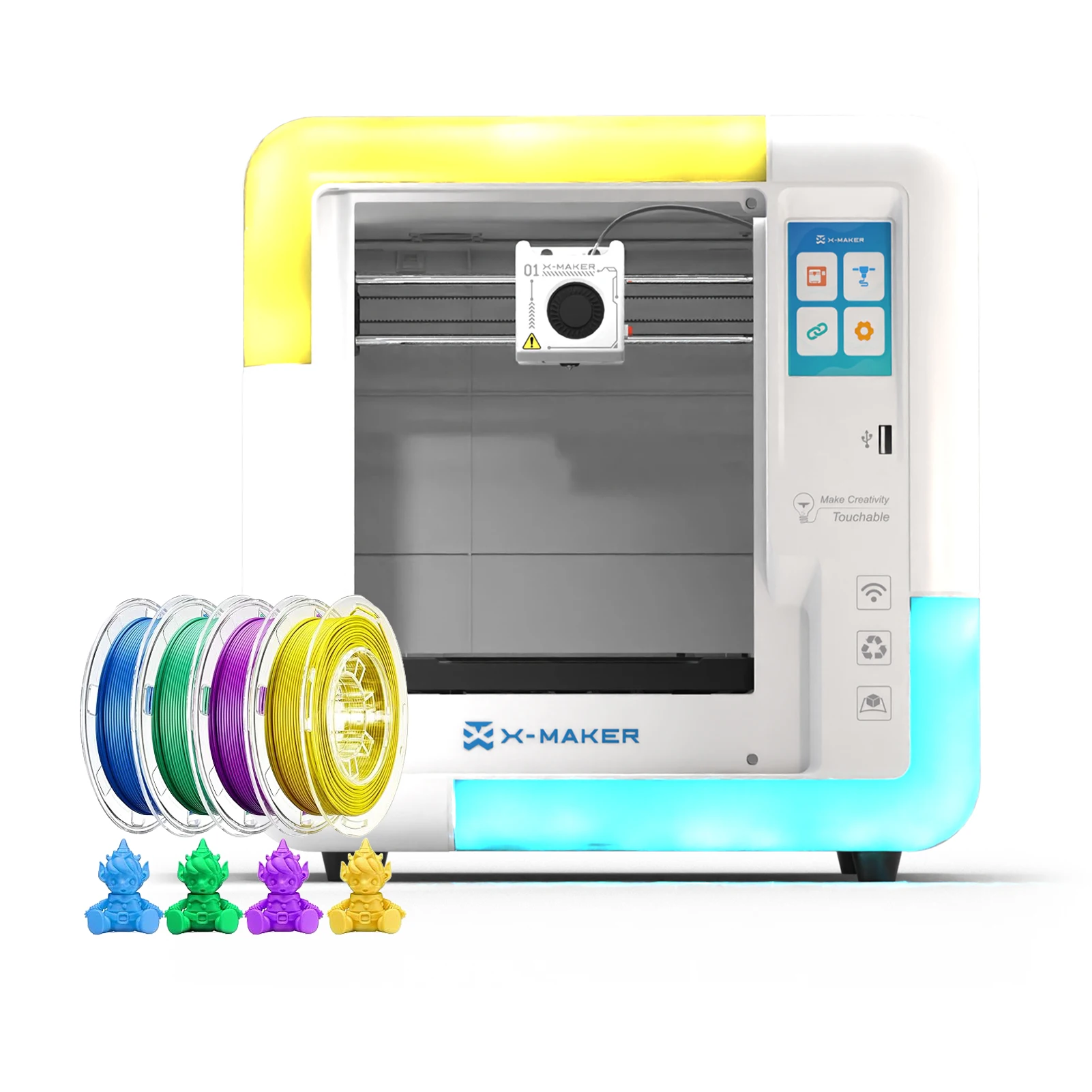 

3D-принтер X-Maker APP для детей и начинающих с 4-мя наборами накаливания PLA, поддержка кровати без выравнивания, печать Wi-Fi, бесшумная работа