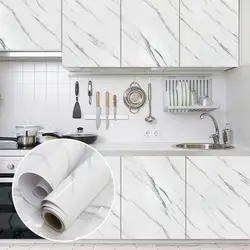 80cm Large Size Marble Waterproof Wallpaper for Dining Room Bathroom Decor Kitchen Foil Self Adhesive Oil Proof Stickers Clings