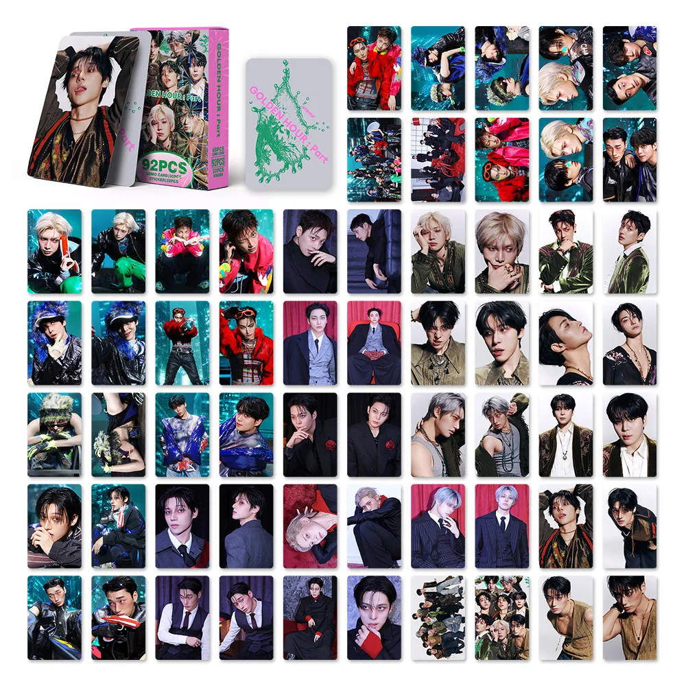 92pcs/set ATEEZ GOLDEN HOURPart.5 Ashes to Light  lomo Star Photocards Stickers Photo Lomo Cards Fans Collection Printed Cards image 6