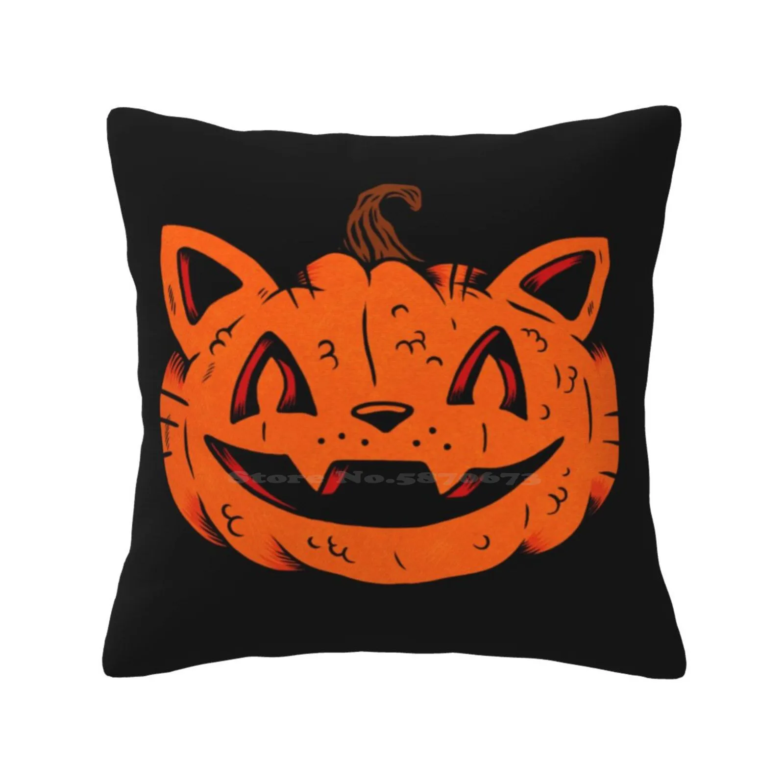 Happy Pumpkin Cat Fashion Sofa Throw Pillow Cover Pillowcase Happy Cat Kitty Kitten Pumpkin Great Halloween Orange Smile Laugh