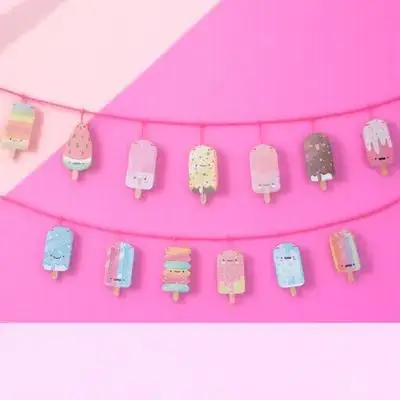 

1 set Ice Cream Banner Party Decorations Supplies Birthday Celebration Activities Wall Window Branch Decoration Photo Props