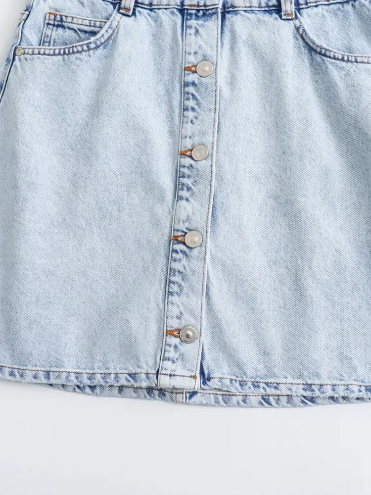 Fashion women\'s clothing 2024 new POLO collar button-down shirt dress ladies pocket design denim dress