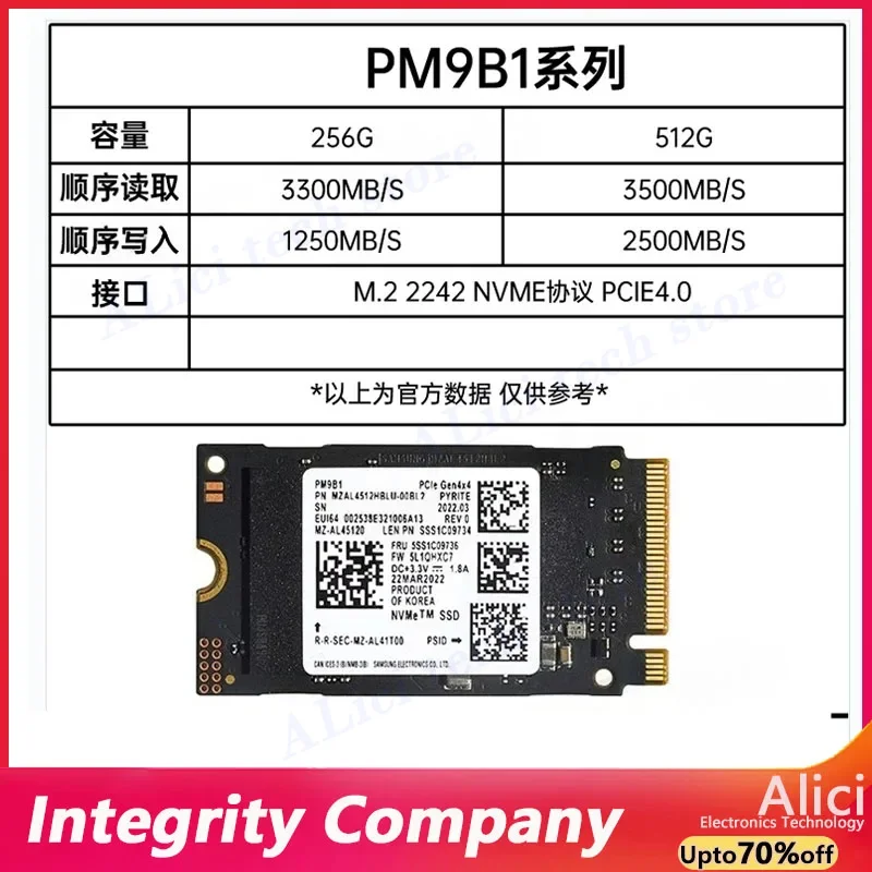 Original ssd for Samsung PM9B1 256G/512G 2242 M.2 PCIE4.0 NVME Laptop Desktop SSD solid-state drive