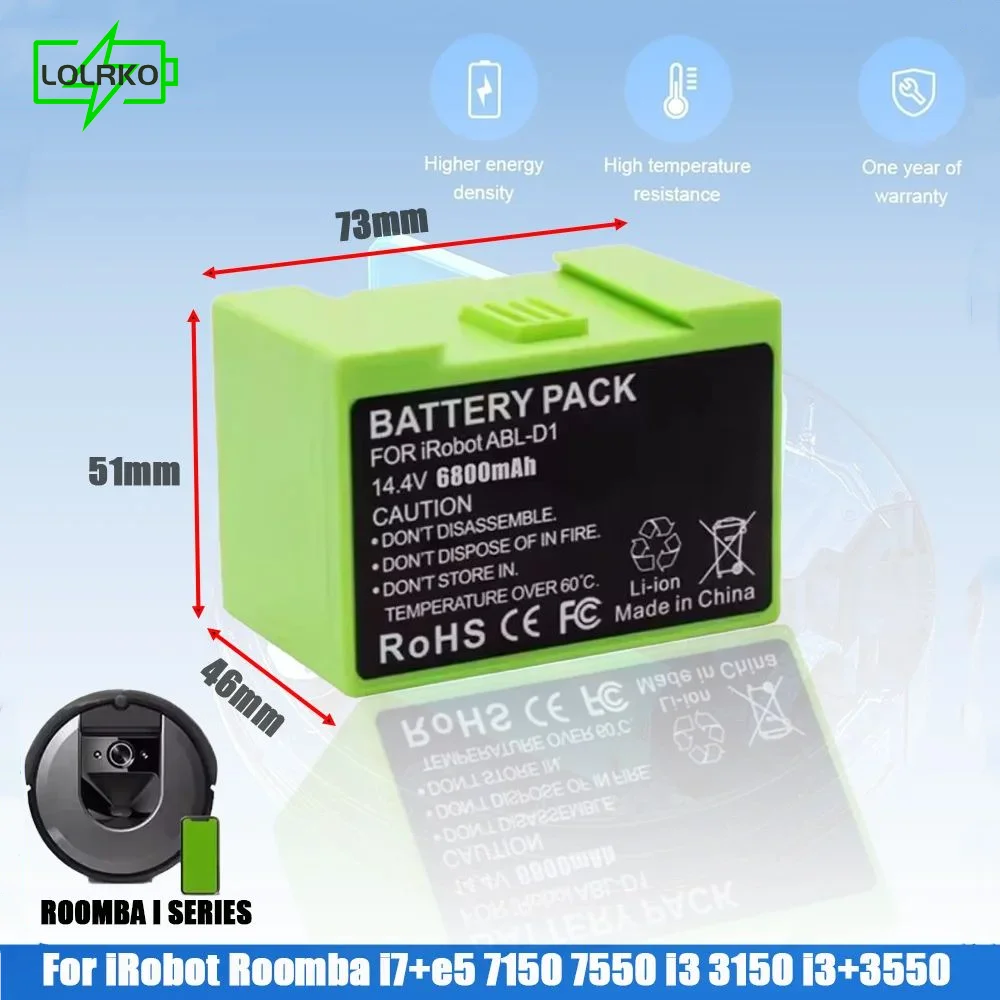 Original Replacement Battery  ABL-D1 For iRobot  Roomba i7 i7+ i8 e5 e6 7550 5150 e515020 e57150 e5152 e5154 e5158 i3 i4 6800mAh