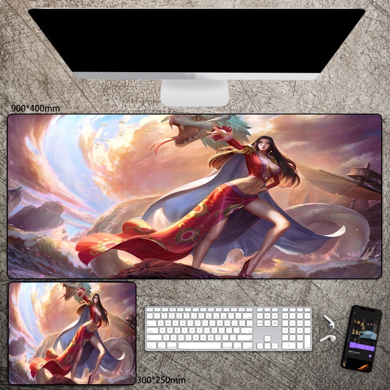 Boa Hancock Sexy Anime Mouse Pad 40x90 Large Size Computer Keyboard Table Desk Mat Gaming Accessories Kawaii Game Mange Mousepad