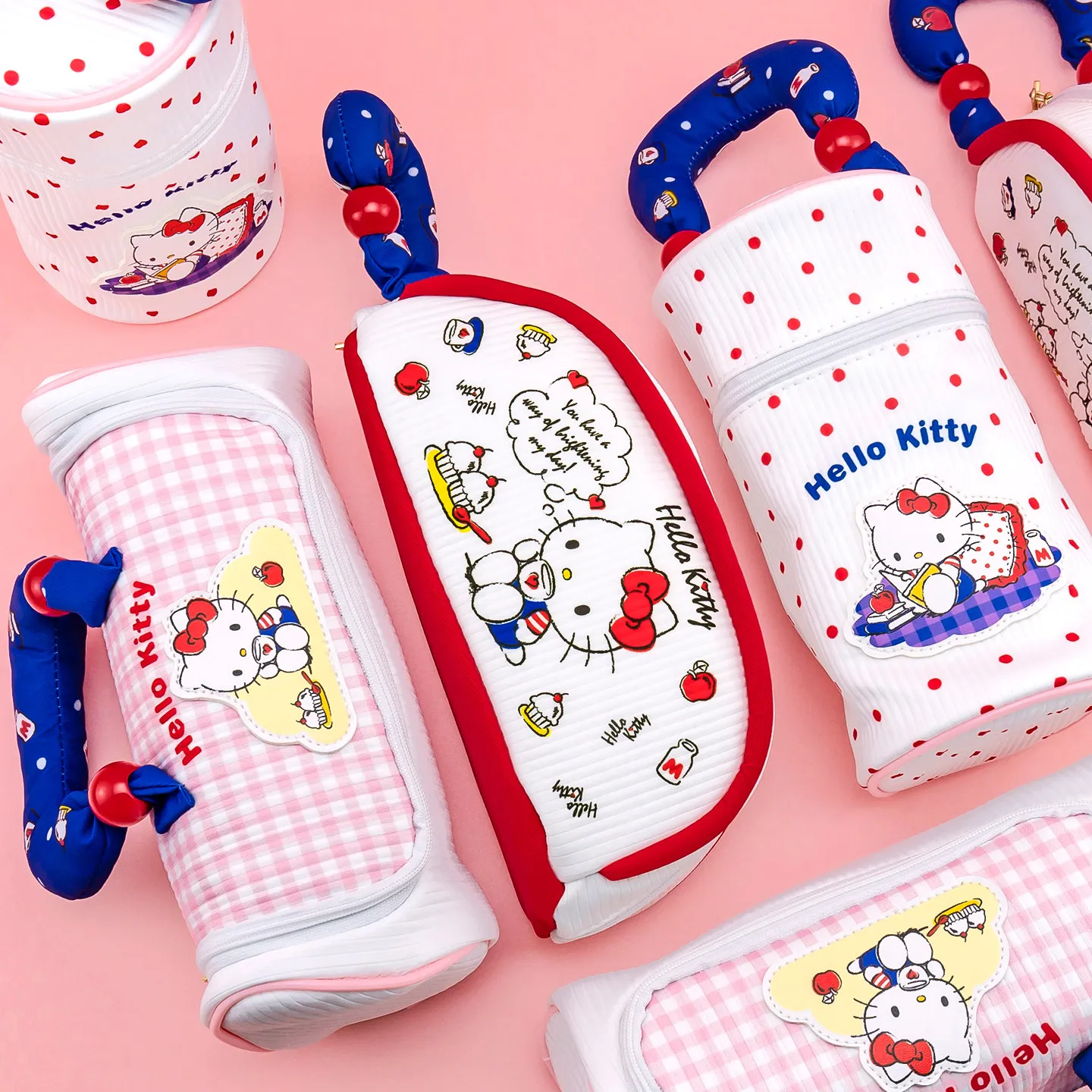 Yizheng Hello Kitty Pencil Pouch YZ880637 Fluffy Soft Handheld Cute Cloud Pattern Stationery Storage Bag For School Office