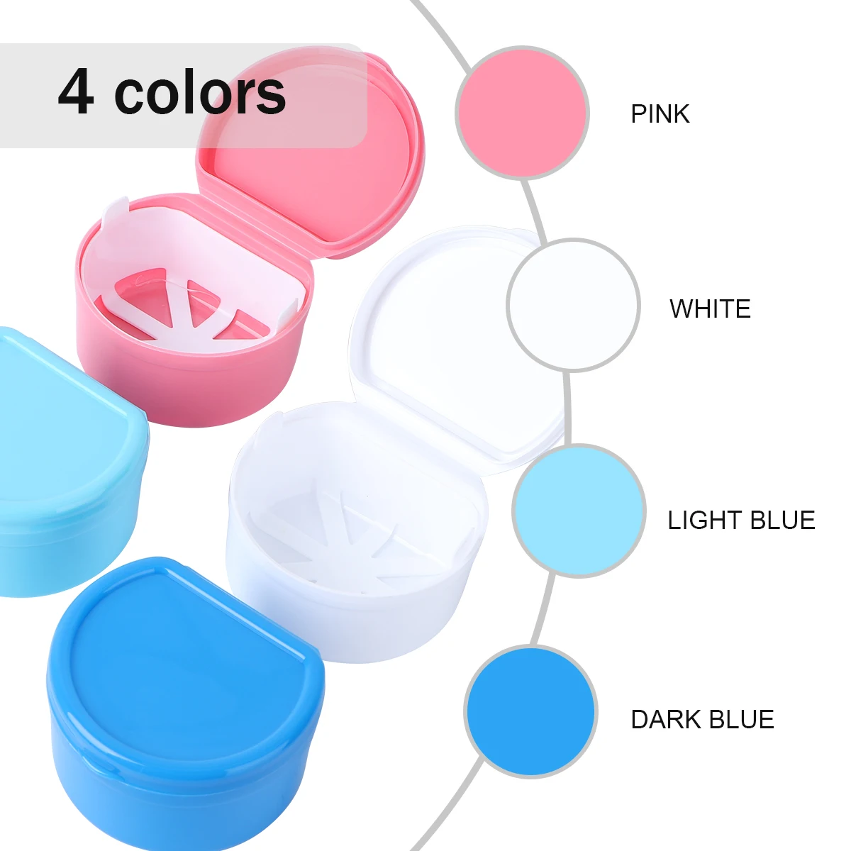 

4pcs Denture Box Plastic Denture Case for False Teeth Storage Travel Portable Retainer Container Easy Clean Reusable