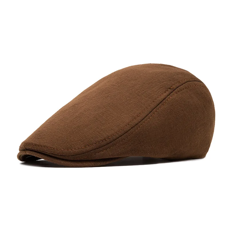 Daily Wear Beanie Cap for Export Men's Hat Winter and Autumn Plain Board Style Beret Warm Cap English Style Soft Top Newsboy Cap