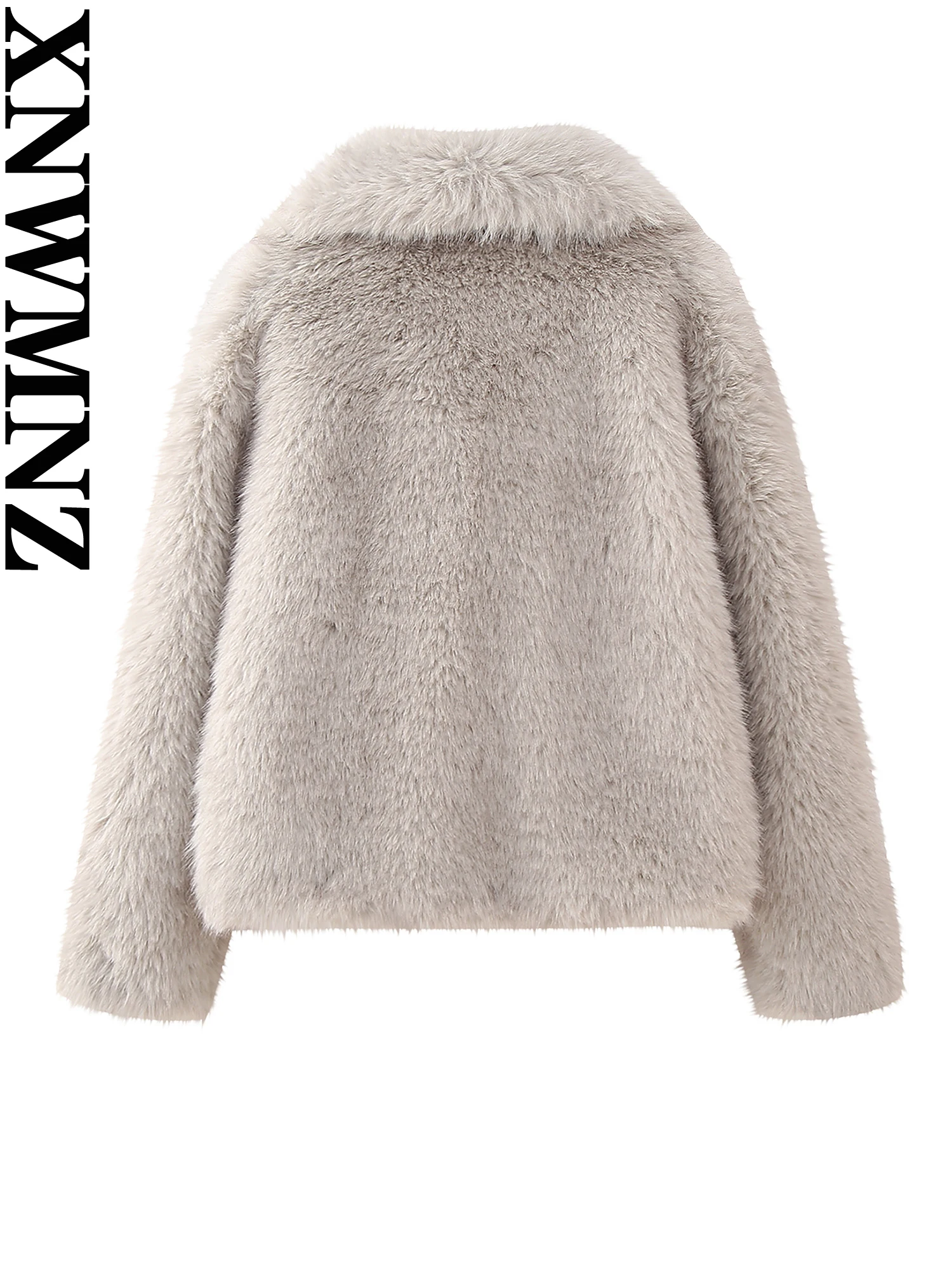 XNWMNZ 2024 Women\'s Fashion Faux Fur Oversized Coats Autumn Winter Thick Warm Jackets High Street Pockets Elegant Outwears