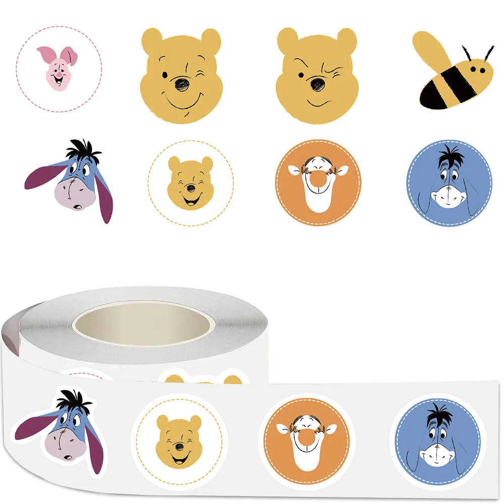 500 PCS/ม้วน Disney น่ารัก Pooh Winnie สติกเกอร์การ์ตูนตลก DIY PVC แล็ปท็อป Decals ตกแต่งสติกเกอร์เด็กรางวัลของขวัญของเล่น