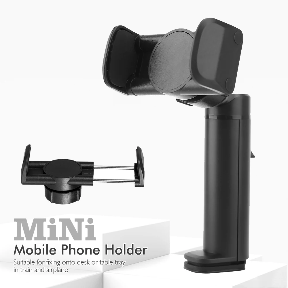 

Universal Mini Car Phone Holder, 360° Rotatable Desk Table Mount for Train Airplane Travel