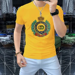 Men's T-shirt Summer New Embroidery Sequin Designer Male Tees Superior Quality Trendy Causal Party Man Clothing Luxury Tops 4xl